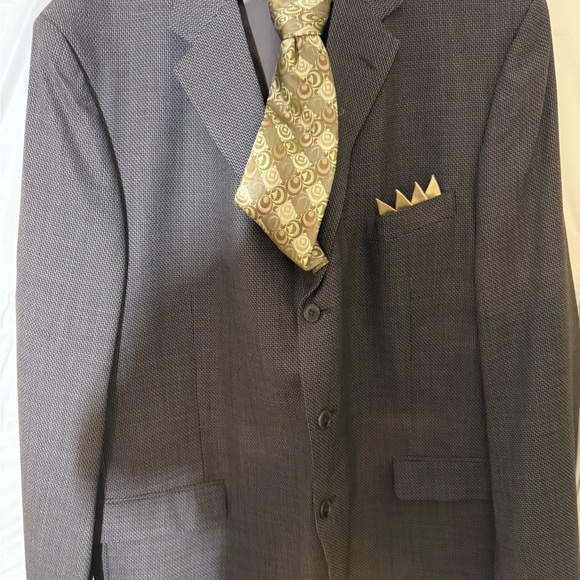 Claiborne Men's Brown Tweed Woven Sport Jacket. Gifted tie and handkerchief! - Picture 9 of 9